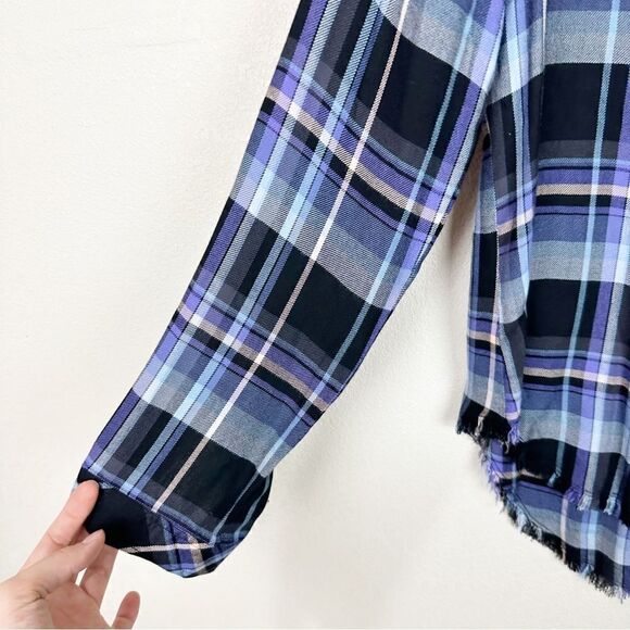 Cloth & Stone Purple Flannel Long Sleeve Pocket Blouse Anthropologie Top S - Picture 4 of 7
